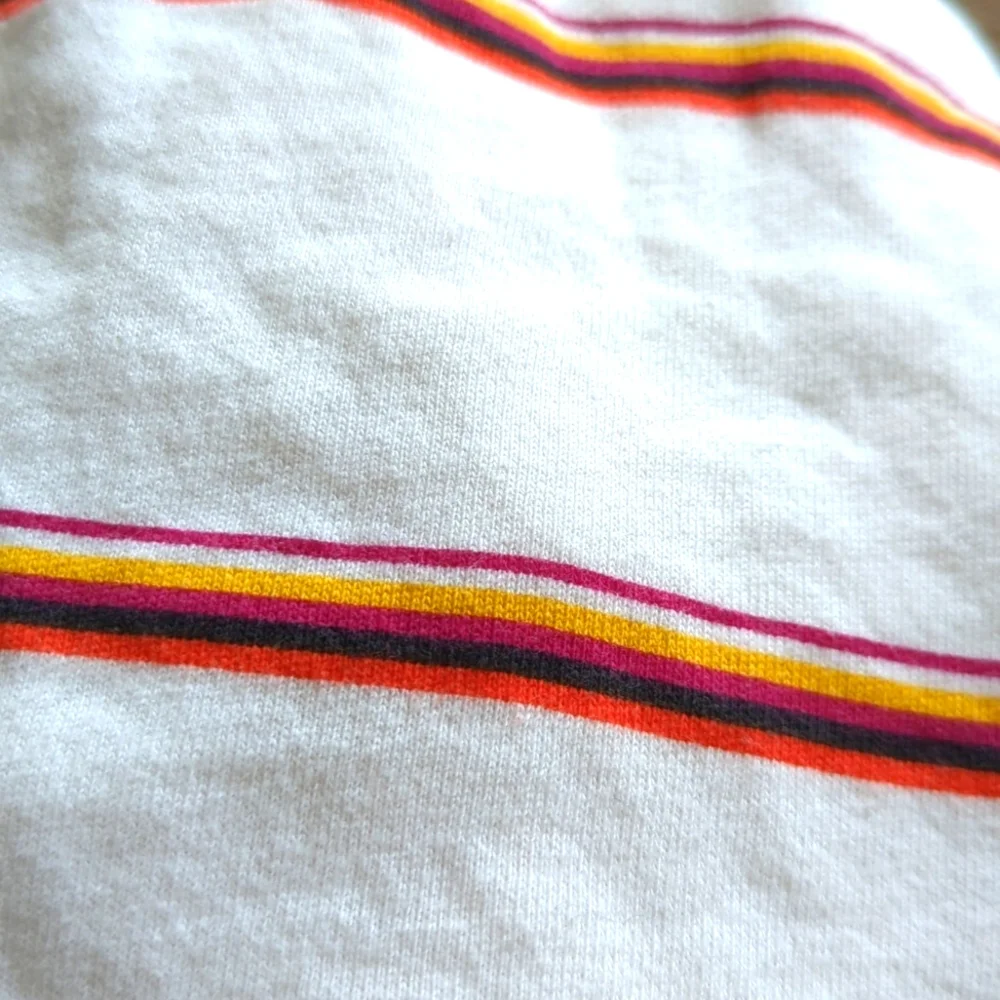 wild fable White Cropped Crewneck Sweater with Red and Orange Stripes - Picture 3 of 4